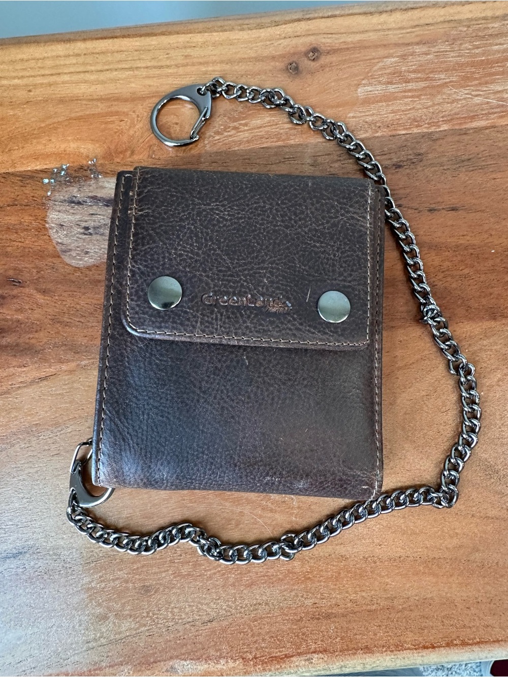 Greenland Nature Montana Distressed Leather Biker Chain Wallet Handmade NWOT